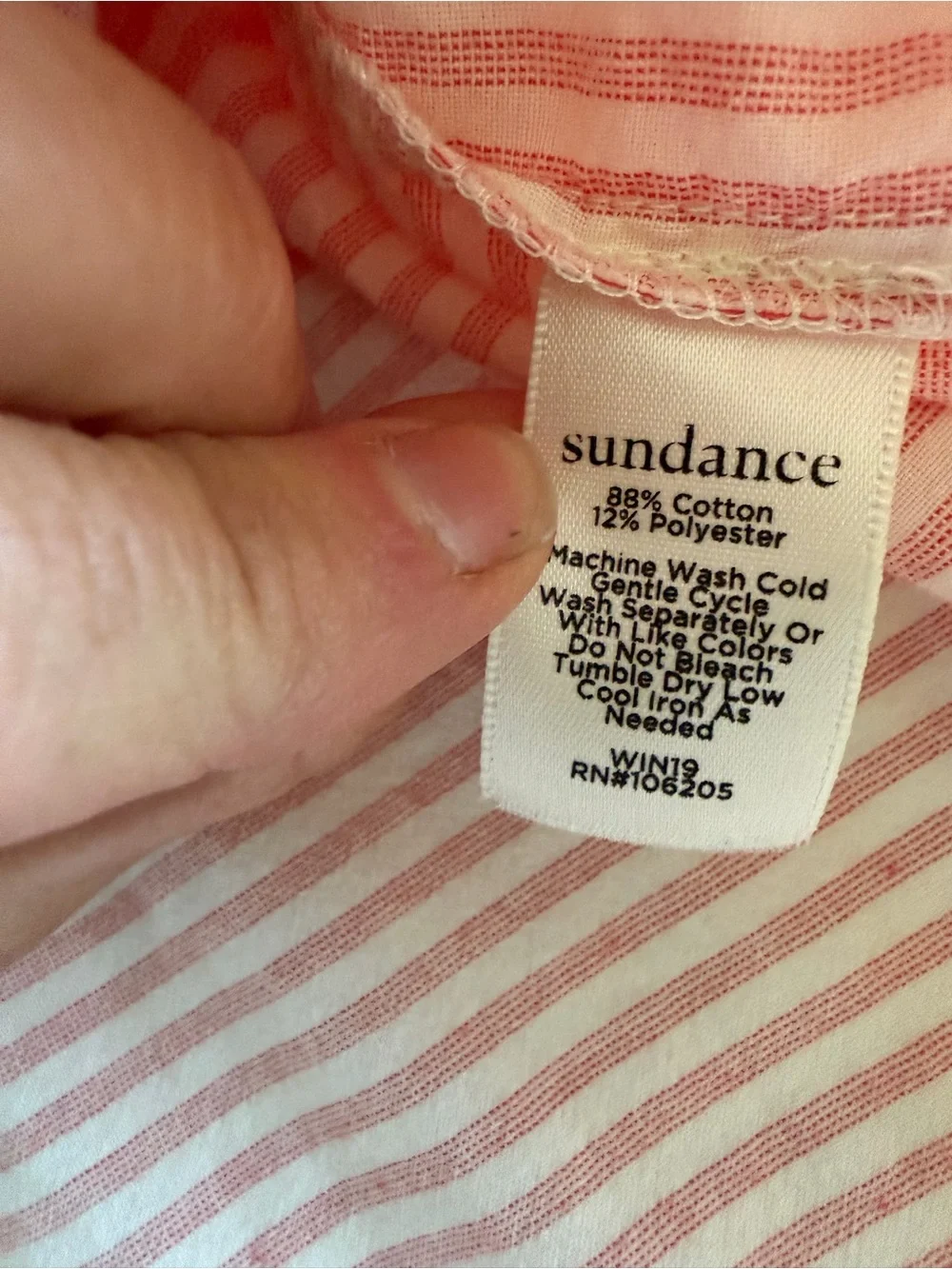 Sundance Julia Pink/Peach White Smocked V-Neck Babydoll Popover Top / LG